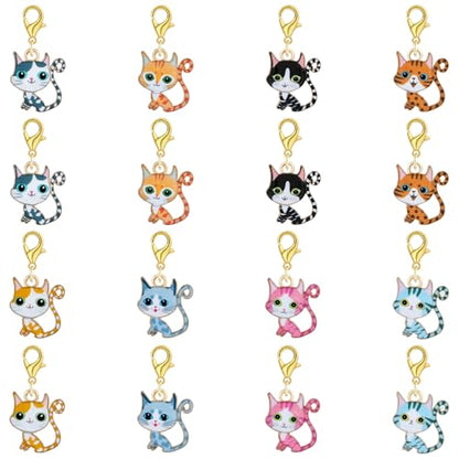 16Pcs Cat Stitch Marker Charms for Crocheting and Knitting (16 Count)