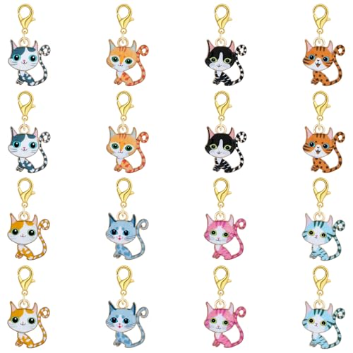 16Pcs Cat Stitch Marker Charms for Crocheting and Knitting (16 Count)