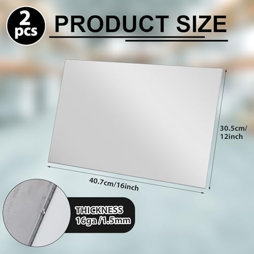 2 Pcs 16 Gauge Mild Metal Steel Sheet Plate Weldable Carbon Cold Panels Square Rolled for Outside Industrial DIY Weld Accessories (2 Count)