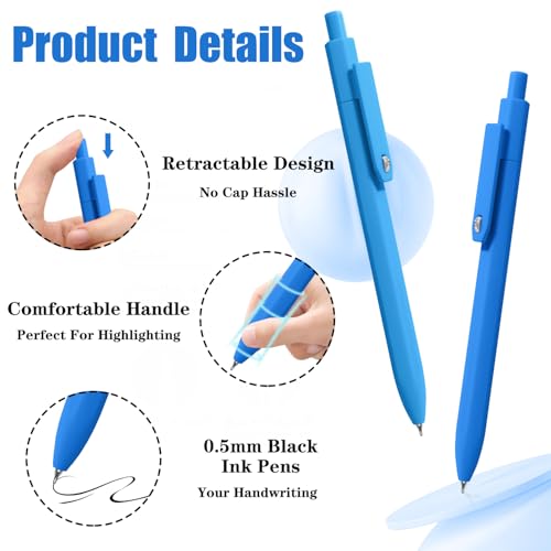 Pens 8 Pack Black Ink Gel Pens Ballpoint Smooth Writing Pens for Journaling