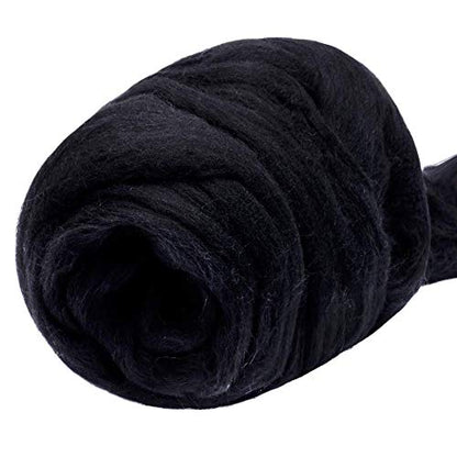 3.53oz Needle Felting Wool Roving for Needle Felting Black Felting Wool (3.53 Ounce)