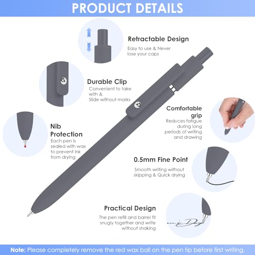 Gel Pens 6pcs 0.5mm Black Ink Fine Point Pens (6 Count)