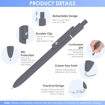 Gel Pens 6pcs 0.5mm Black Ink Fine Point Pens (6 Count)