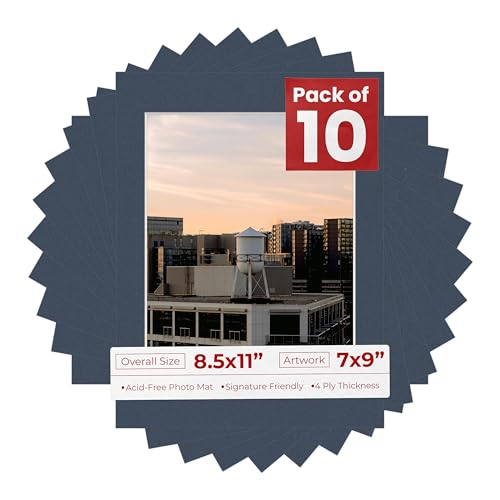Pack of Ten 8.5x11 Mats Bevel Cut for 7x9 Photos (10 Count)
