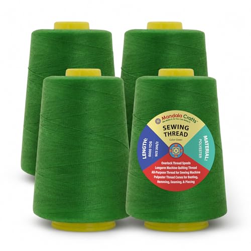 20S 2 Green Polyester 4 Pack of Serger Threads Cones (72000 Foot )