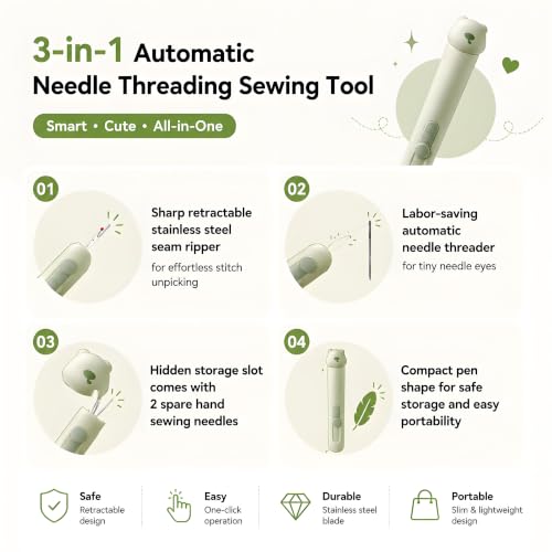 3-in-1 Automatic Needle Threader with Seam Ripper