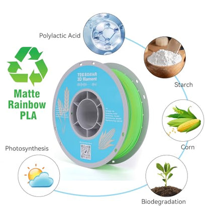 Matte Rainbow PLA 3D Printer Filament (35.274 Ounce)