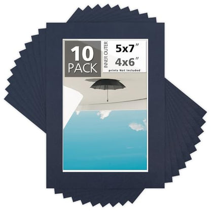 Mat Board Center 10 Pack 5x7 Photo Mats for 4x6 Picture