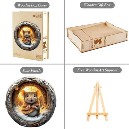 3D Cave Mouse Puzzles Adults Gifts Wooden 300 Pieces 13.4 * 13.4in