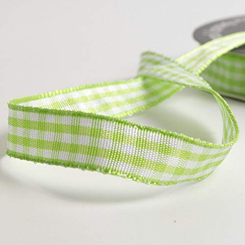 Apple Green Gingham Plaid Checked Ribbon 25 Yard Each Roll 100% Polyester