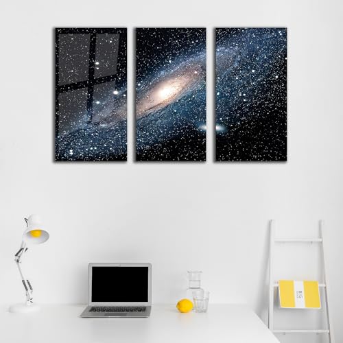 Andromeda Space Galaxy Glass Wall Art Painting for Living Room