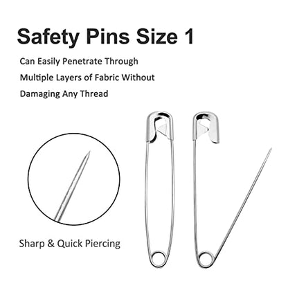 200 PCS 28mm Safety Pins Nickel Plated (200 Count)
