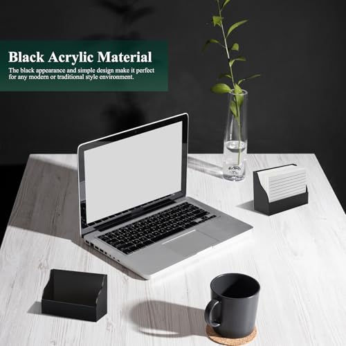 2 Pack Black Index Card Holder 3 X 5 Note Card Organizer Acrylic Index Card Box Flash Card Storage Box Postcard Display Stand Business Card Holder Desktop for Business Office