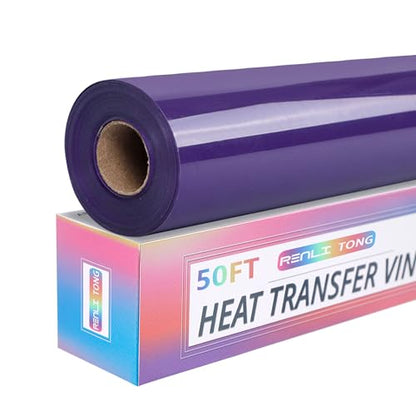 RENLITONG Purple Iron on Vinyl 12Inch by 50ft Roll Heat Transfer Vinyl for T