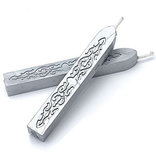 5Pcs Silver Sealing Wax Sticks with Wicks for Wax Seal Stamp (5 Count)