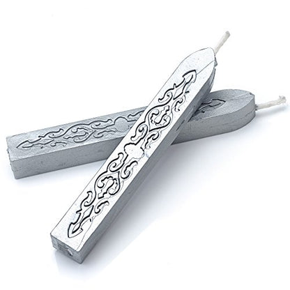 5Pcs Silver Sealing Wax Sticks with Wicks for Wax Seal Stamp (5 Count)