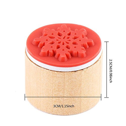 6 Pieces Snowflake Floral Wooden Rubber Stamps for Card Making Scrapbooking and Crafts (6 Count)
