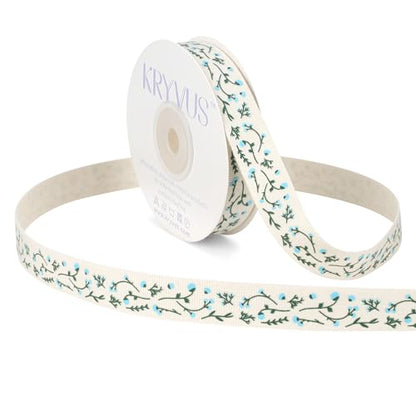 Light Blue Floral Cotton Ribbon 5 (36 Foot)
