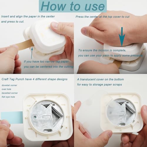 Craft Tag Punch Tag Paper Punches 4 in 1 Hole Puncher for Making Scrapbooking DIY Crafts Paper Punches