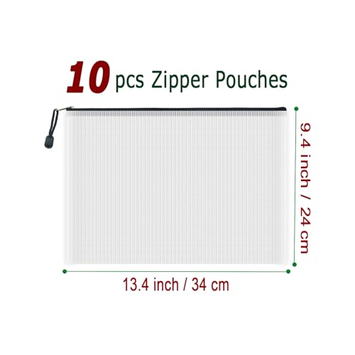 10 Pcs Zipper File Bags (10 Count)
