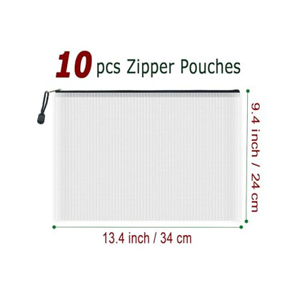 10 Pcs Zipper File Bags (10 Count)