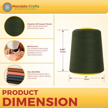 40S 2 Olive Green Polyester 4 Pack of Serger Threads Cones (72000 Foot)