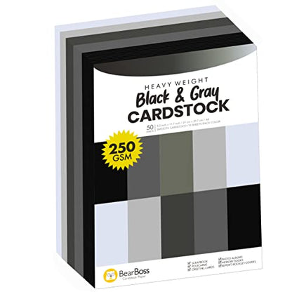 Black Colored Cardstock Thick Paper 50 Sheets