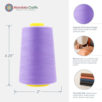 40S 2 Lilac Polyester 4 Pack of Serger Threads Cones (24000 Foot)