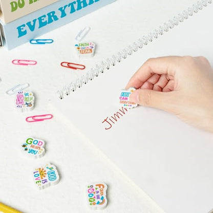Christian Inspirational Mini Erasers Back to School 60Pcs Inspirational Faith Over Fear Pencil Eraser Colorful God 3D Desk Puzzle Statione Pet for Student Kid Classroom Reward Birthday Supplies (60 Count)