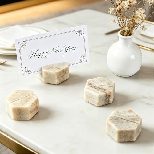 Marble Hexagon Place Card Holders (4 Count)