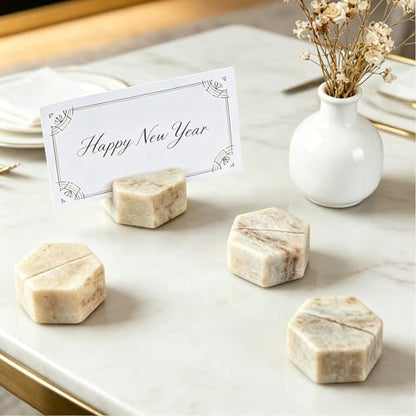 Marble Hexagon Place Card Holders (4 Count)