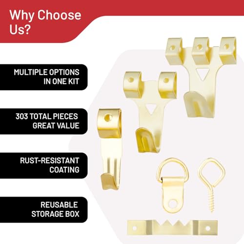 303 Piece Picture Hanging Assortment with Heavy Duty Hooks