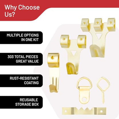 303 Piece Picture Hanging Assortment with Heavy Duty Hooks