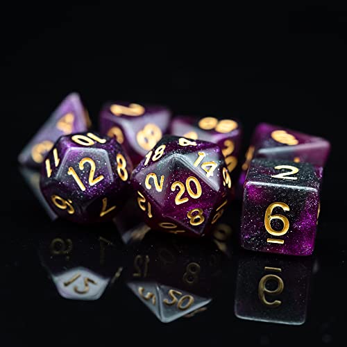 7 Die DND Dice Set Polyhedral Dice Set with a Leather Dice Bag (7 Count)