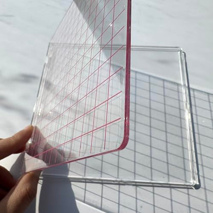 Acrylic Stamp Block with Grid 6.3”x6.3 Perfect Positioning Stamping Platform Clear Stamps Scrapbook Craft Stamping Tool for Card Making Scrapbooking Journaling and Other Paper Crafts