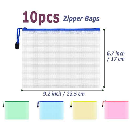 10 Pcs Zipper File Bags (10 Count)