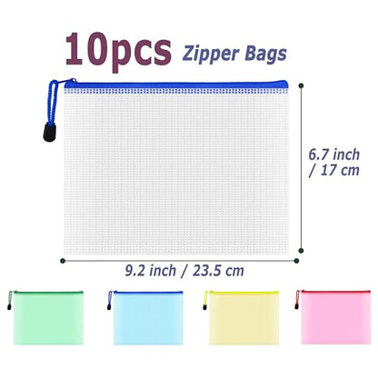 10 Pcs Zipper File Bags (10 Count)