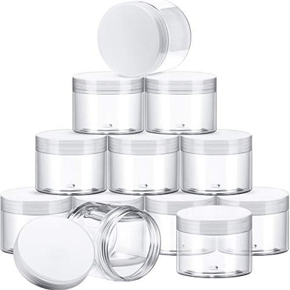 12 Pack 6 oz Plastic Container Jars with Lids Round Clear Travel Cosmetic Container Slime Jars for Toiletries (12 Count)