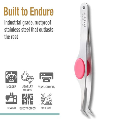 High Precision Angled Tip Tweezers with Cushion Grip