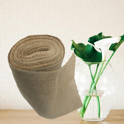 8" Wide Natural Burlap Fabric Roll