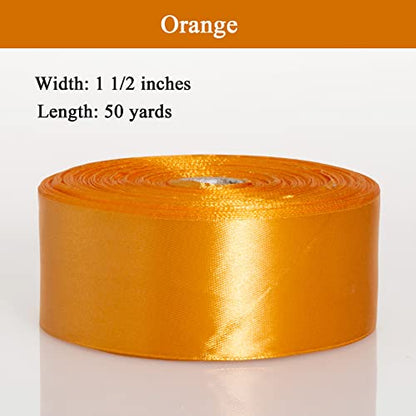 1 1 2 Inch Orange Solid Satin Ribbon for Gift Wrapping (150 Foot)