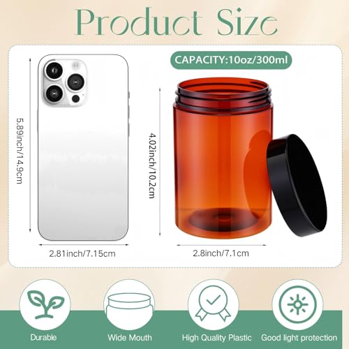 12 Pack 10 oz Plastic Container Jars with Lids Round Clear Travel Cosmetic Container Slime Jars for Toiletries (12 Count)