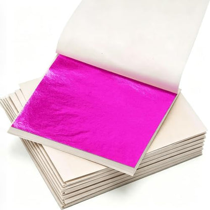 Gold Leaf Sheets for Art 300Pcs Hot Pink Gold Foil