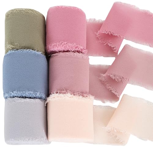 6 Rolls Morandi Set Chiffon Ribbon 1 1