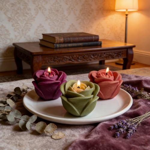 4 PCS Rose Candle Mold Silicone