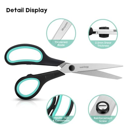8.5" Heavy Duty Scissors All Purpose for Office School Crafts Sewing (3 Count)