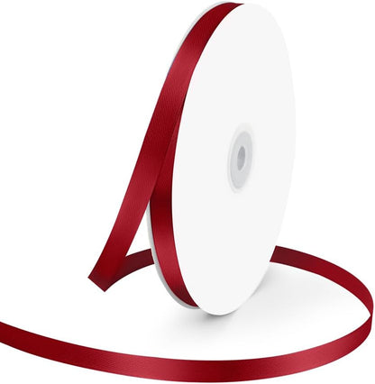 3/8" Wide x 100 Yards Single Face Polyester Satin Ribbon, Satin Ribbon for Crafts, Gift, Hair Bows, Wedding Party Decoration, Bow Making & Other Projects (Wine Red) - Crafty Corner