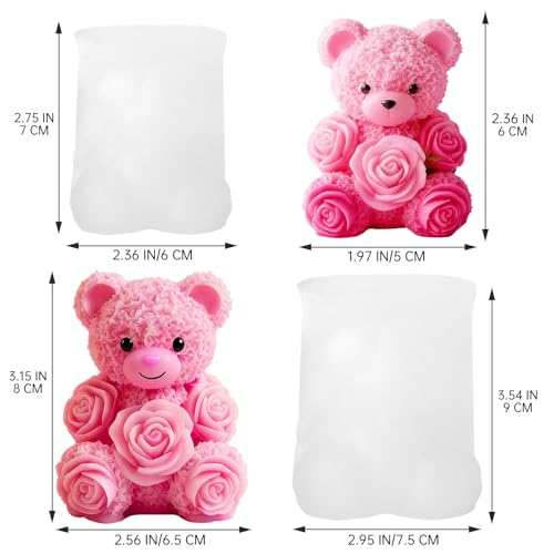 2PCS Rose Bear Silicone Mold (2 Count)