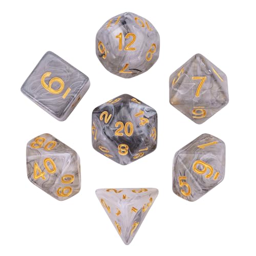 7 Die DND Dice Set Polyhedral Dice Set with a Leather Dice Bag (7 Count)