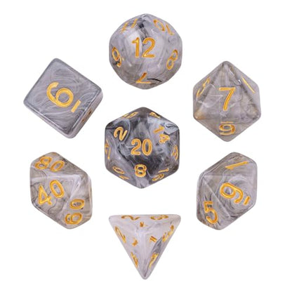 7 Die DND Dice Set Polyhedral Dice Set with a Leather Dice Bag (7 Count)